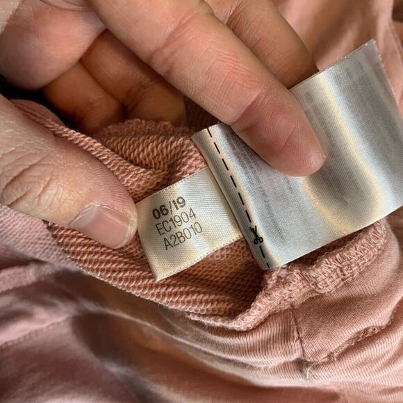 Adidas Sweatshirt Womens L Large Pink Trefoil Logo 3 Stripes Sleeve Waist Pull - Picture 13 of 15